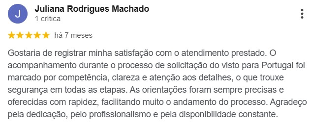 Avaliação de Juliana Rodrigues Machado no Google