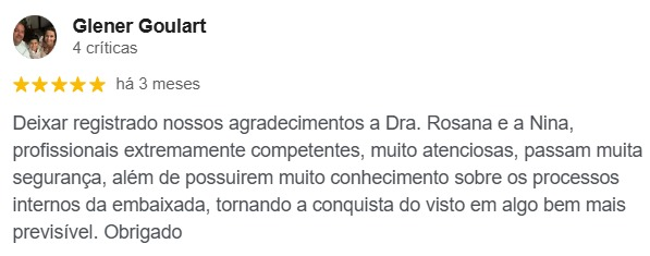 Avaliação de Glener Goulart no Google